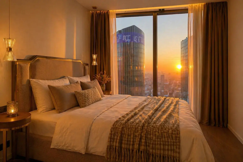 Фотография квартиры Апартаменты Sky City Moscow 75 этаж! Шикарный вид на МГУ, Парк Победы, Лужники, башни и город! Дизайнерский! Закатная стороны!