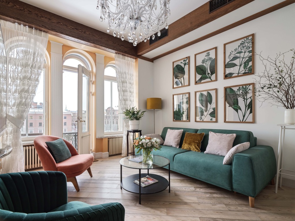 Фотография квартиры Апартаменты Minin Apartments 3 этажа с башней, балконом и панорамным видом на Аничков мост 170 кв.м.