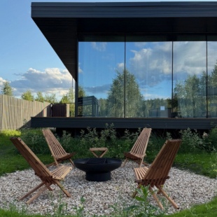 Фотография Коттеджа Частный дом Большой Панорамный у реки с сауной и камином