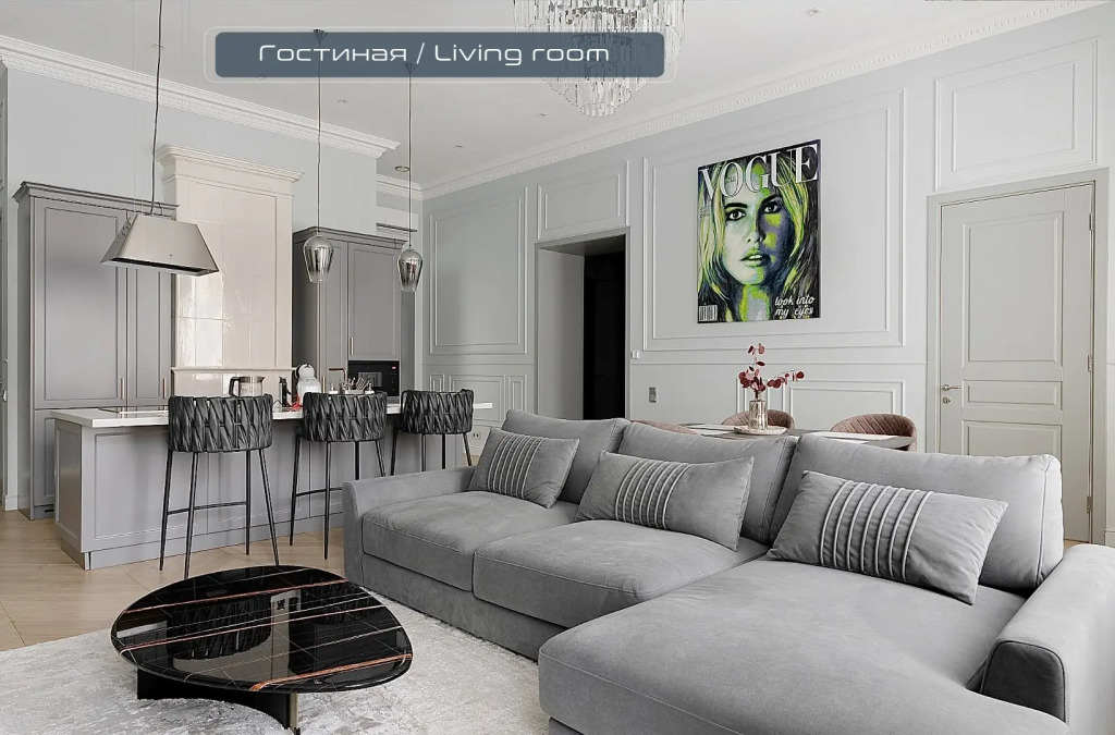 Фотография квартиры Апapтаменты с новым дизайнeрcким рeмонтом и пaнopамным видом на Невcкий