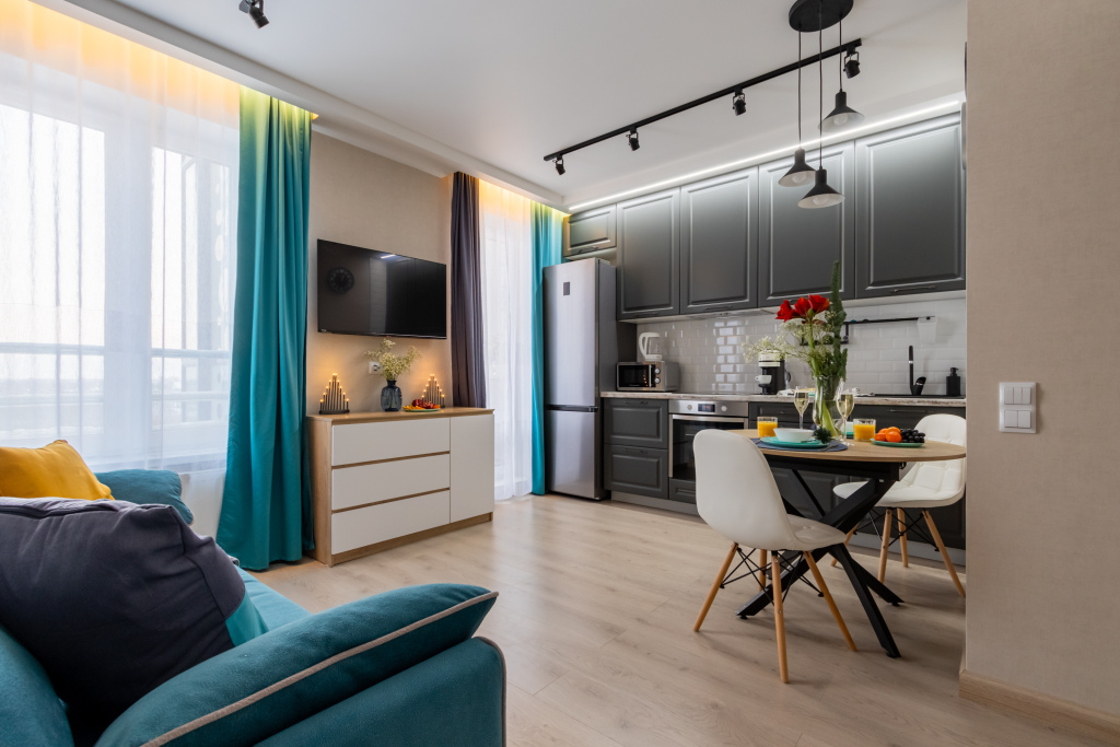 Фотография квартиры Квартира Дизайнерская студия с кондиционером (спортивный зал включен)