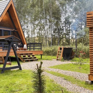 Фотография Коттеджа Шале A-frame с Банным Чаном в Живописном Месте Соколья Гора