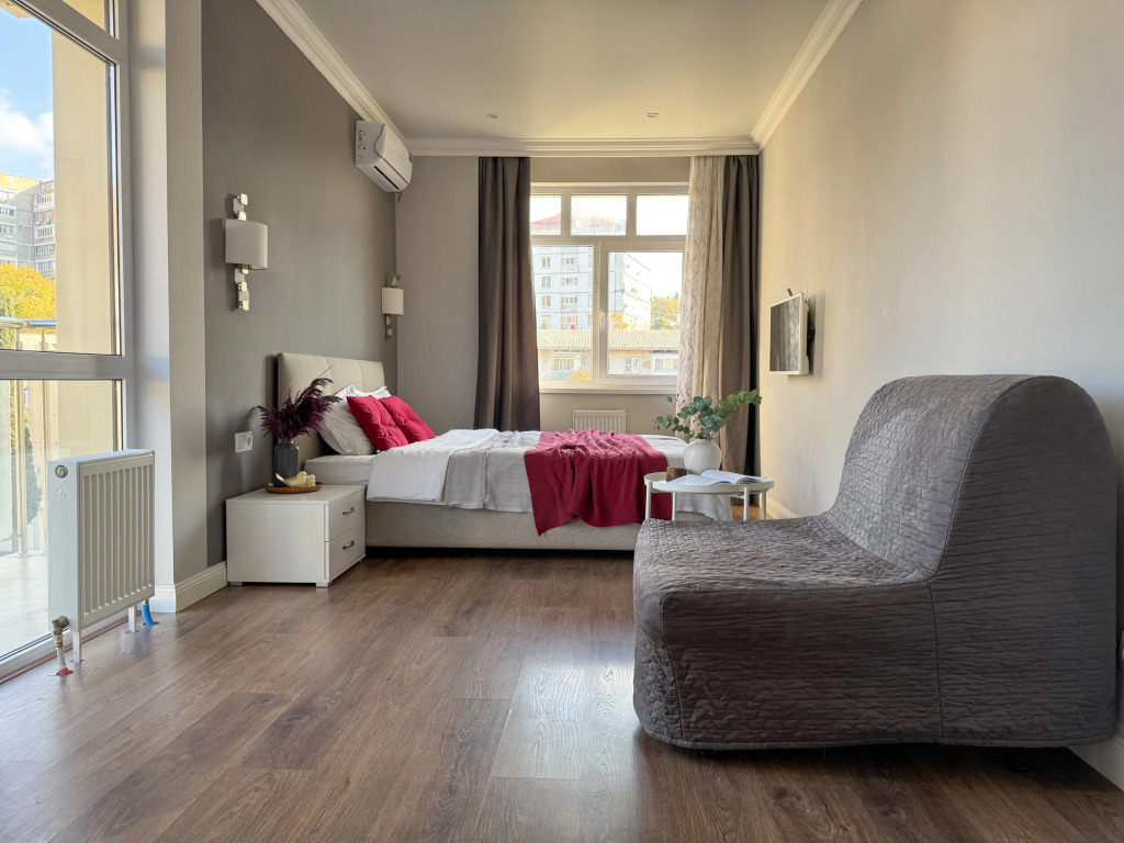 Фотография квартиры Апартаменты с балконом у реки рядом с пляжем