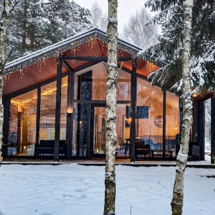 Фотография Коттеджа Частный дом Домик в Соснах с камином, сауной и банным чаном (Lato-80 Sauna)