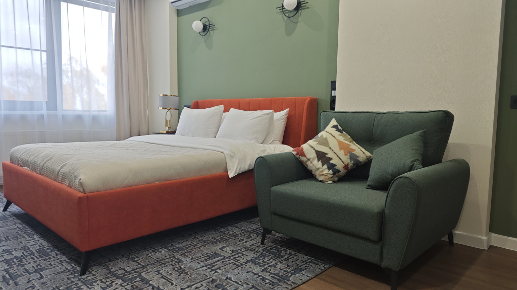 Фотография квартиры Новая Студия -апартамент с кухней, посудомойкой, стиралкой для двоих + допместо 3 этаж 10 минут от центра Нижнего Новгорода