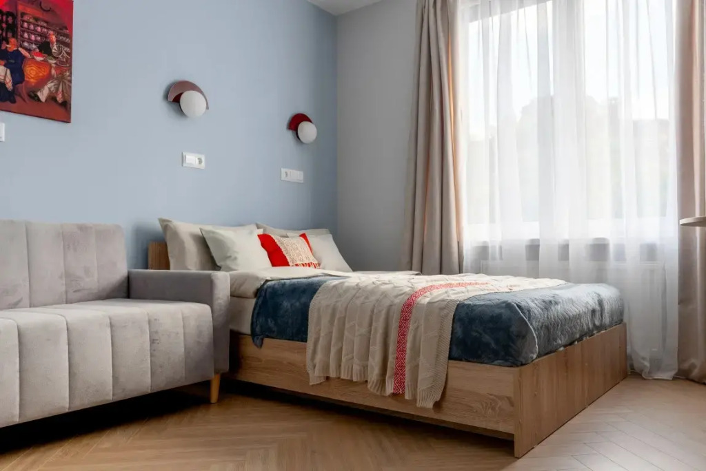 Фотография квартиры Дизайнерская квартира студия 4flats A LA RUS в ЖК Галактика Премиум — стиль и комфорт у центра Санкт-Петербурга