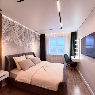 Фотография квартиры Квартира двухкомнатная с большой кухней - гостиной и камином