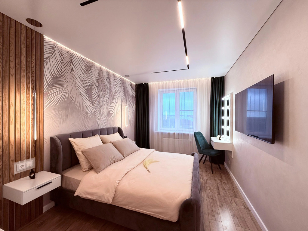 Фотография квартиры Квартира двухкомнатная с большой кухней - гостиной и камином