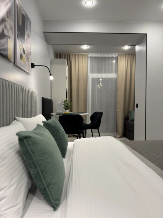 Фотографии квартиры 
            Апартаменты Пижама: "Шалфей" с кухней и стиральной машиной