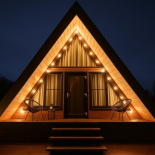 Фотография Коттеджа Частный дом A-frame Терракот из дерева 4х местный Ривер Хаус